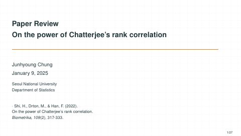 First page of On the power of Chatterjee’s rank correlation